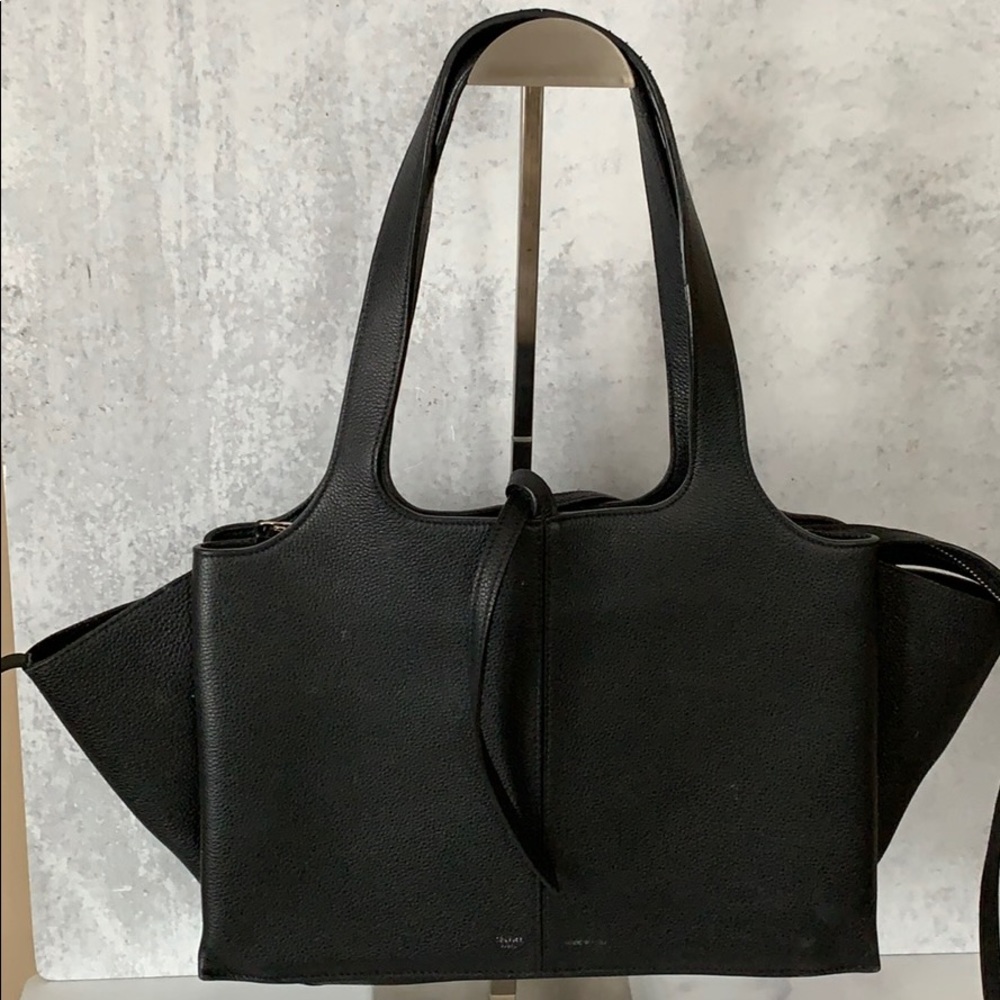Celine small tri fold black leather hand bag ties - Picture 3 of 11